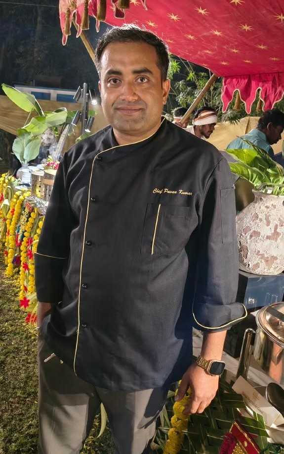 Chef Pavankumar Shriwas at an outdoor banquet in India